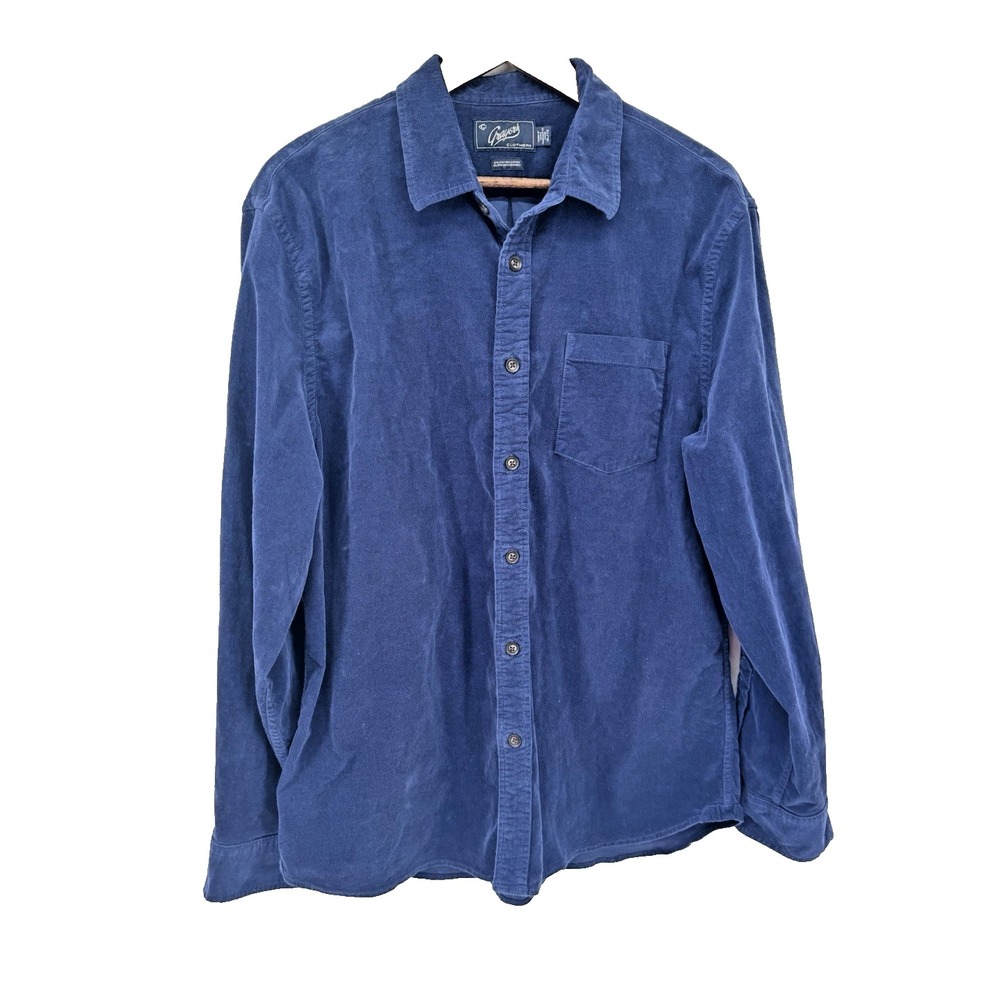 Grayers Men's XL Blue Corduroy Button-Up Shirt Long Sleeve Cotton Preppy